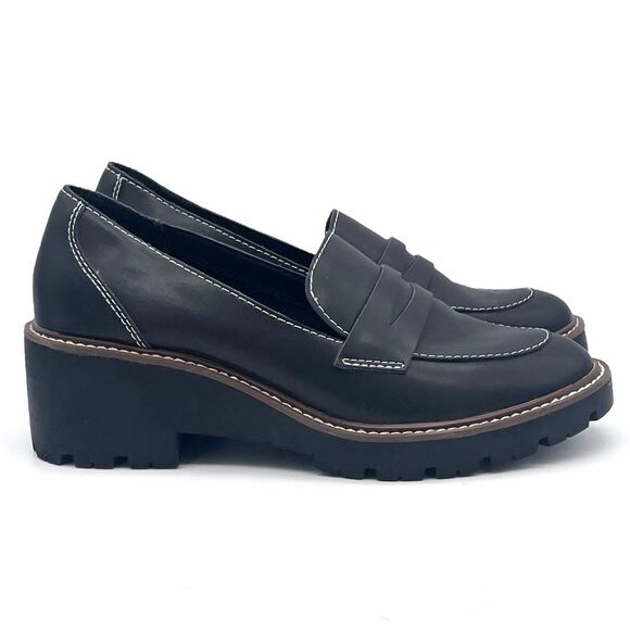 Blondo Waterproof Dulce Platform Loafer Black Leather Lug Sole Shoes Size 10 - Picture 7 of 16